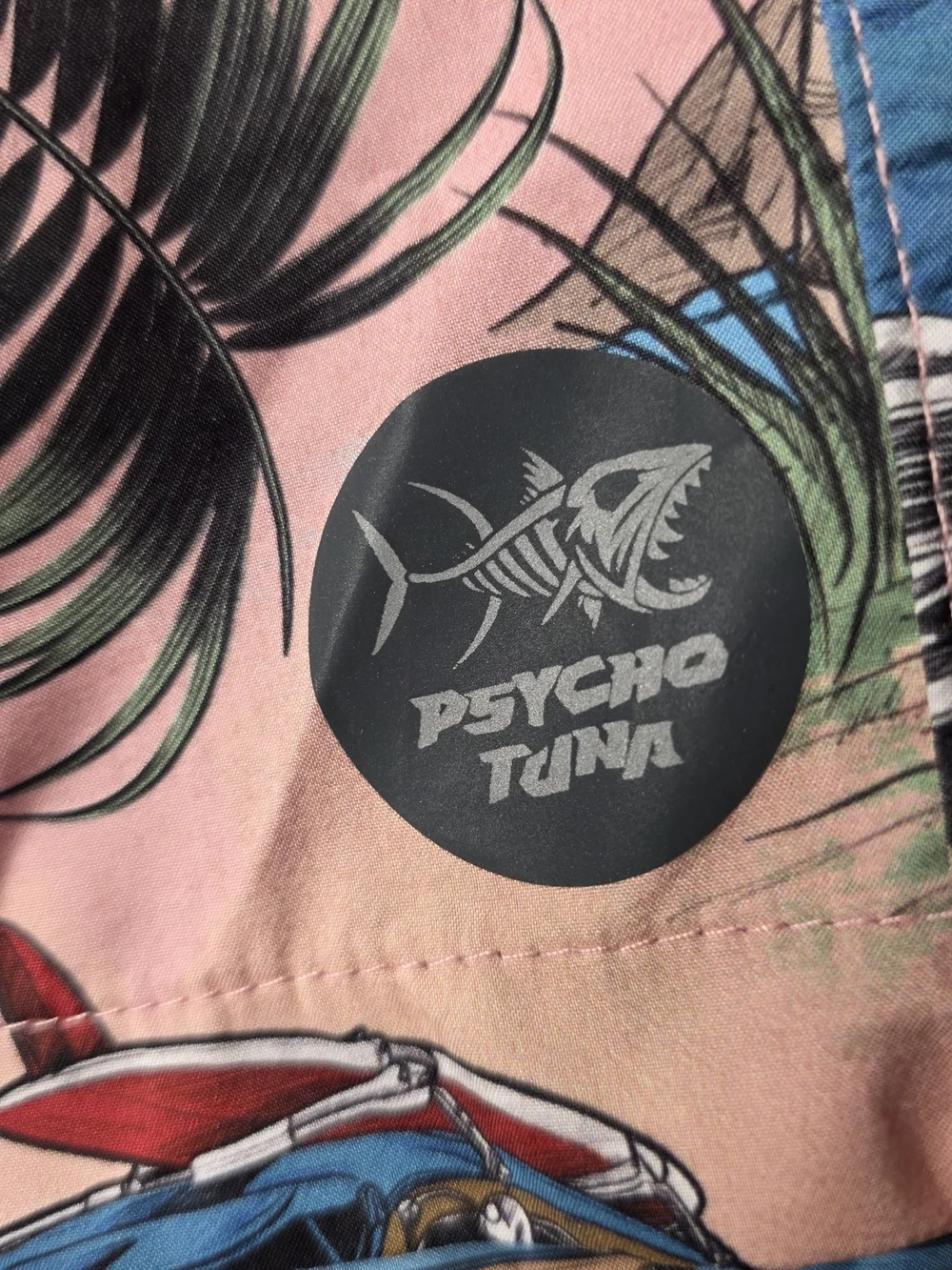 Psycho Tuna Swim Trunks Adult XLarge Pink Graphic Surfing Beach Outdoor